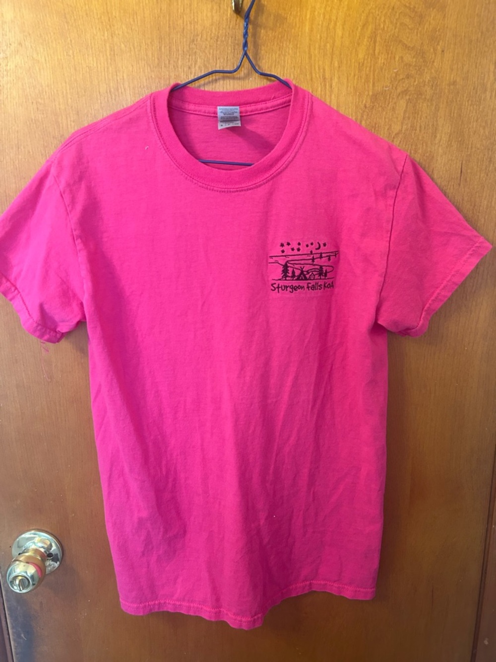 Sturgeon Falls KOA Hot Pink Embroidered Tee with Small Chest Print